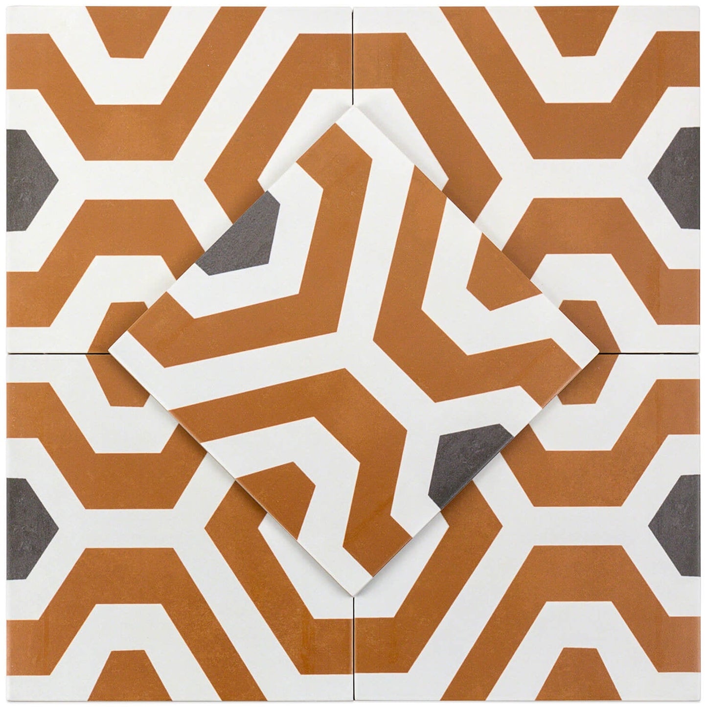 Bella Soumaya Orange 9x9 Matte Porcelain Tile - Lux Tile
