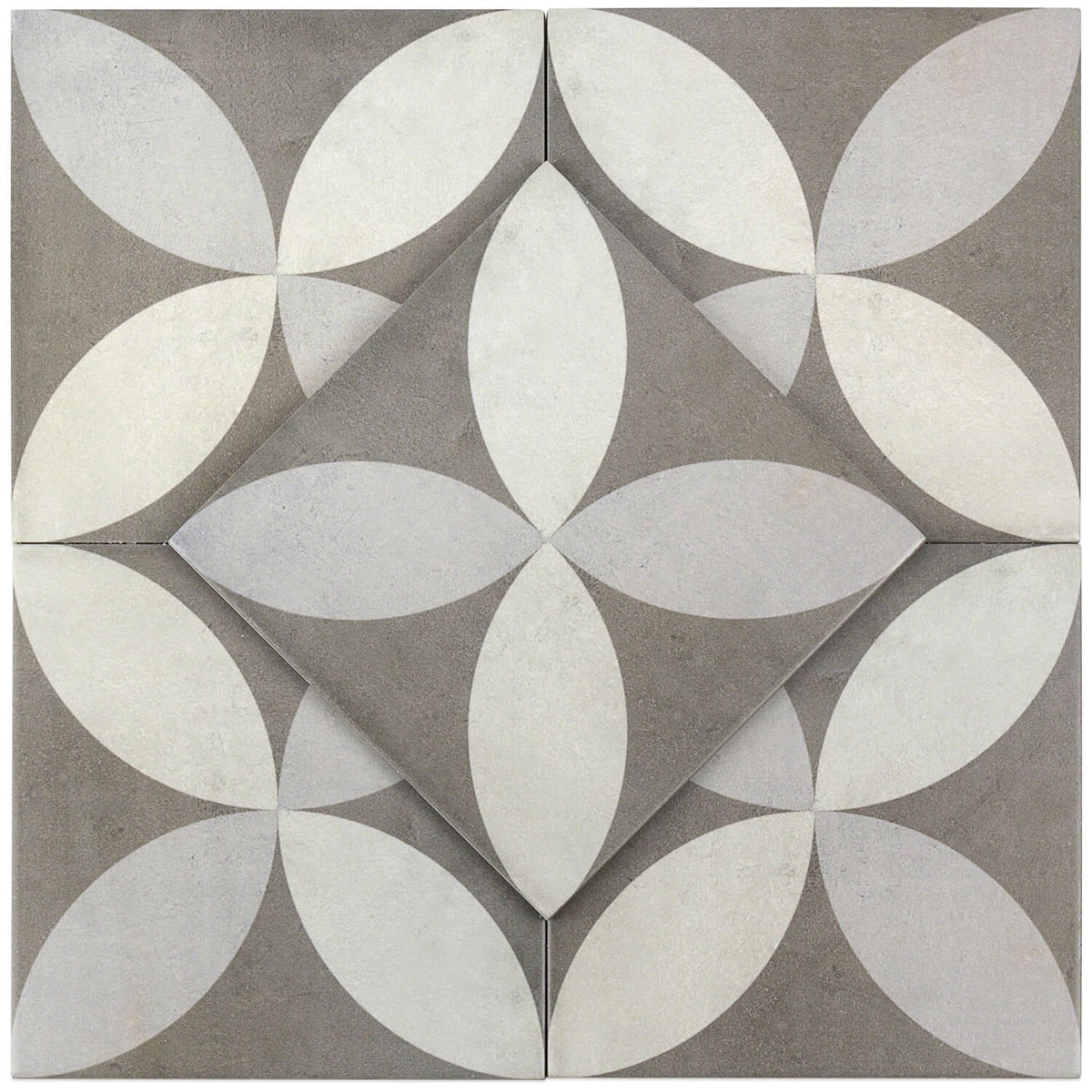 Bella Saatchi Gray 9x9 Matte Porcelain Tile - Encaustic Look
