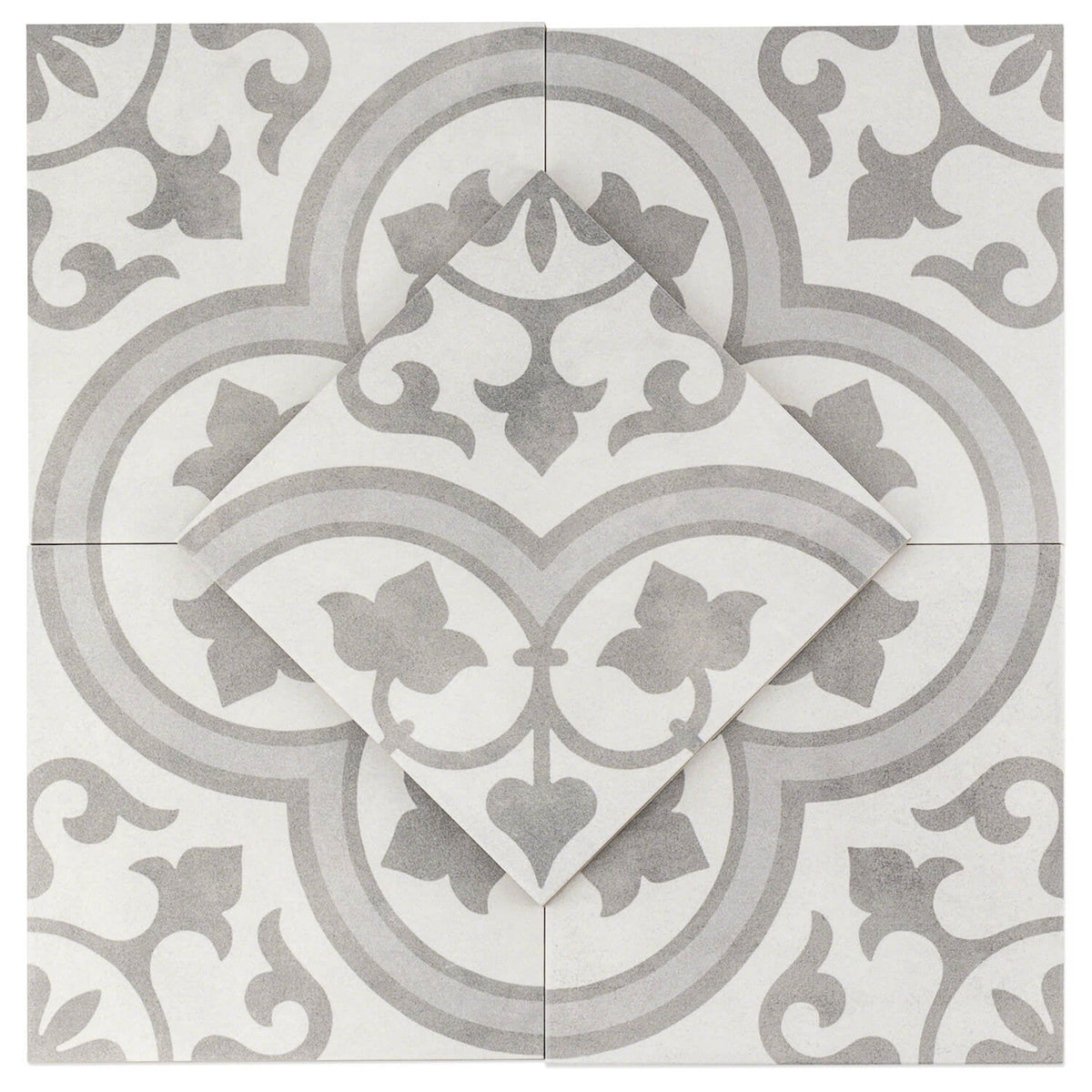 Cascais Silver Ornate 9x9 Matte Porcelain Tile - Lux Tile