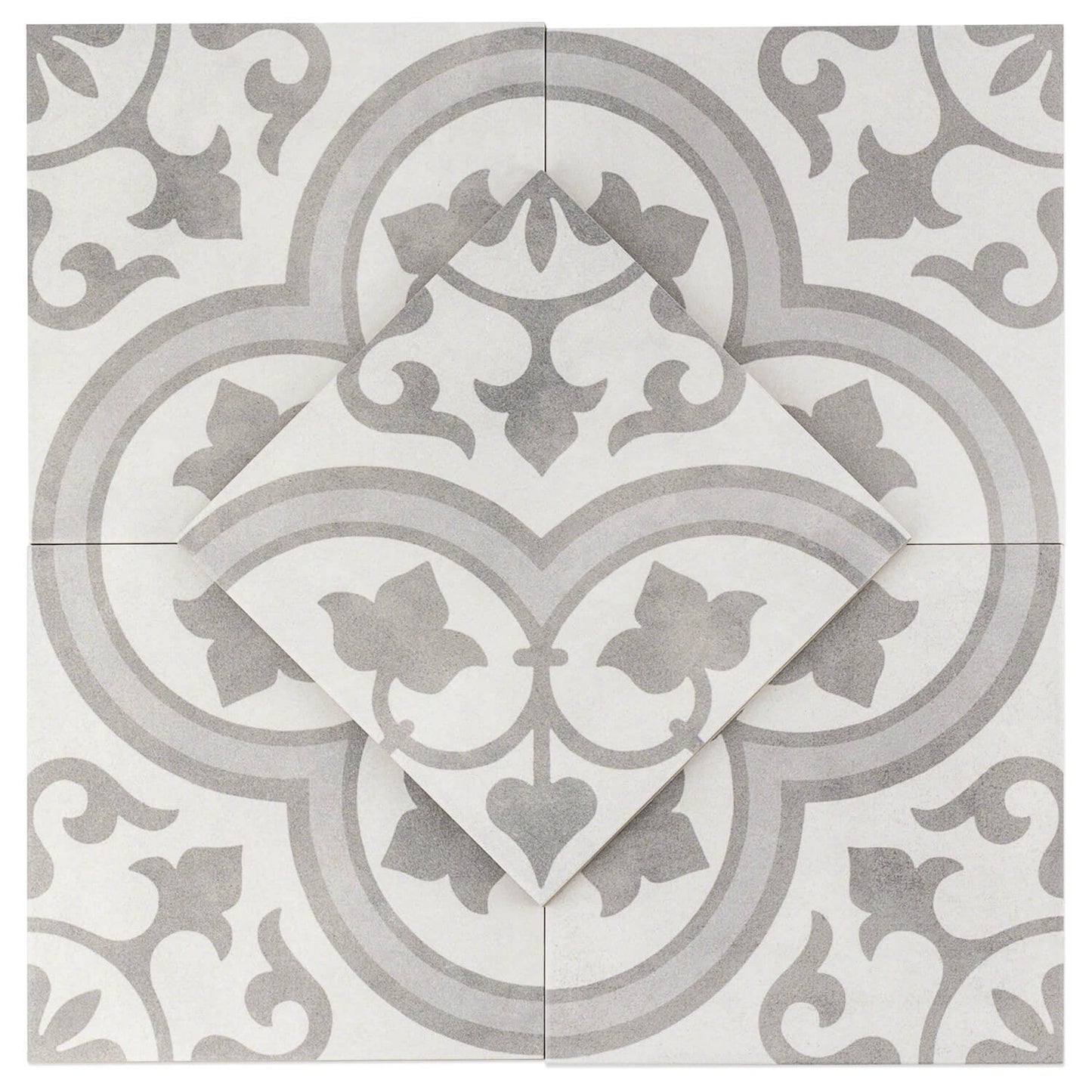 Cascais Silver Ornate 9x9 Matte Porcelain Tile - Lux Tile