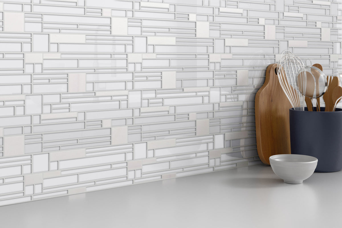 Emser Entity 15-Pack Spirit Stone and Glass Border Tile, 12 in. x 12 in. Mesh-Mounted