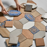 Morocco Oak Beige and Dove Gray Porcelain Tile - Square and Picket Shapes