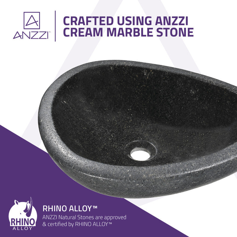 ANZZI Twin Vessel Sink in Desert Black, Natural Stone, 18.8 x 15 x 5.1 in.