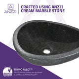 ANZZI Twin Vessel Sink in Desert Black, Natural Stone, 18.8 x 15 x 5.1 in.