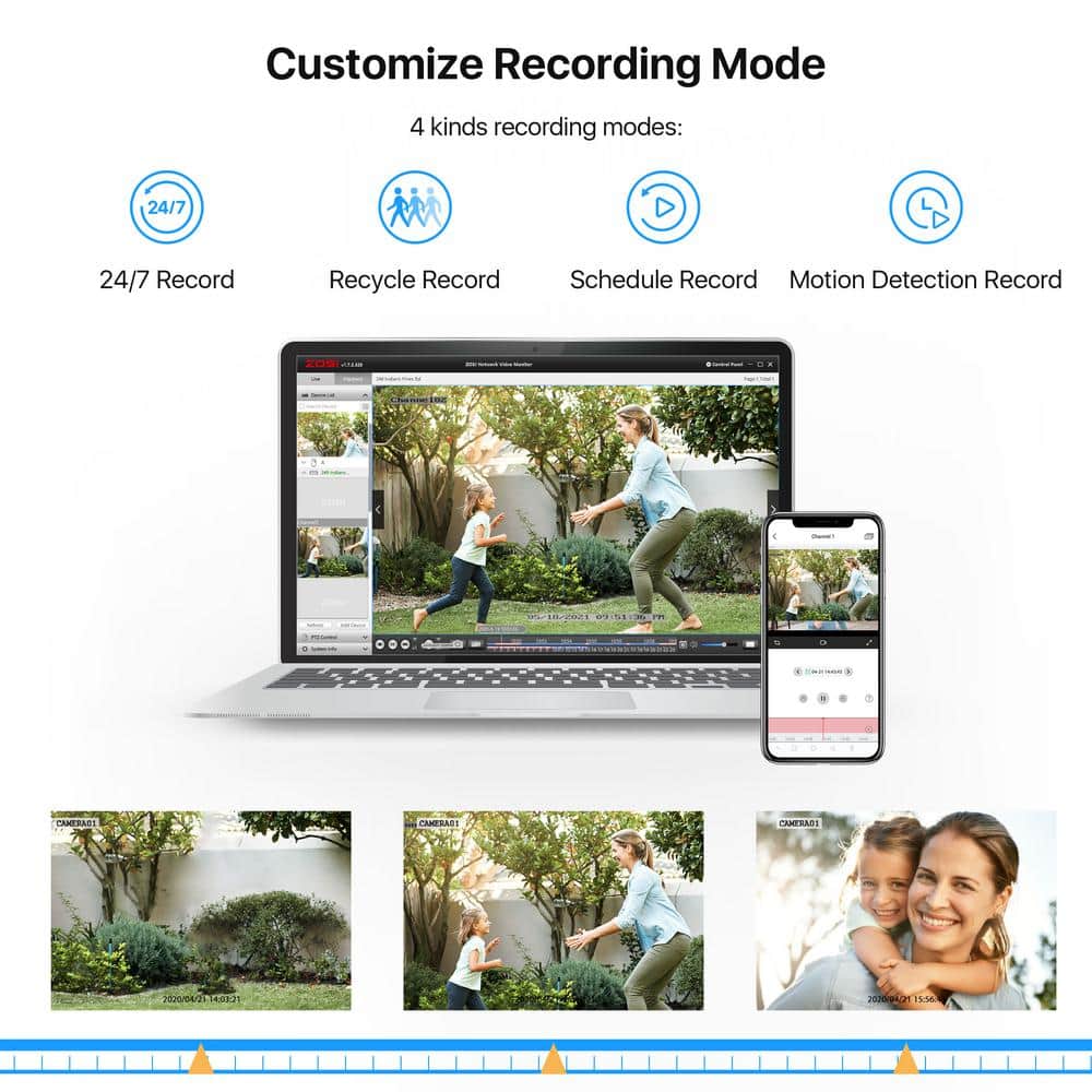 ZOSI 8-Channel 1080p 1TB DVR Security System with 4 Wired Outdoor Cameras