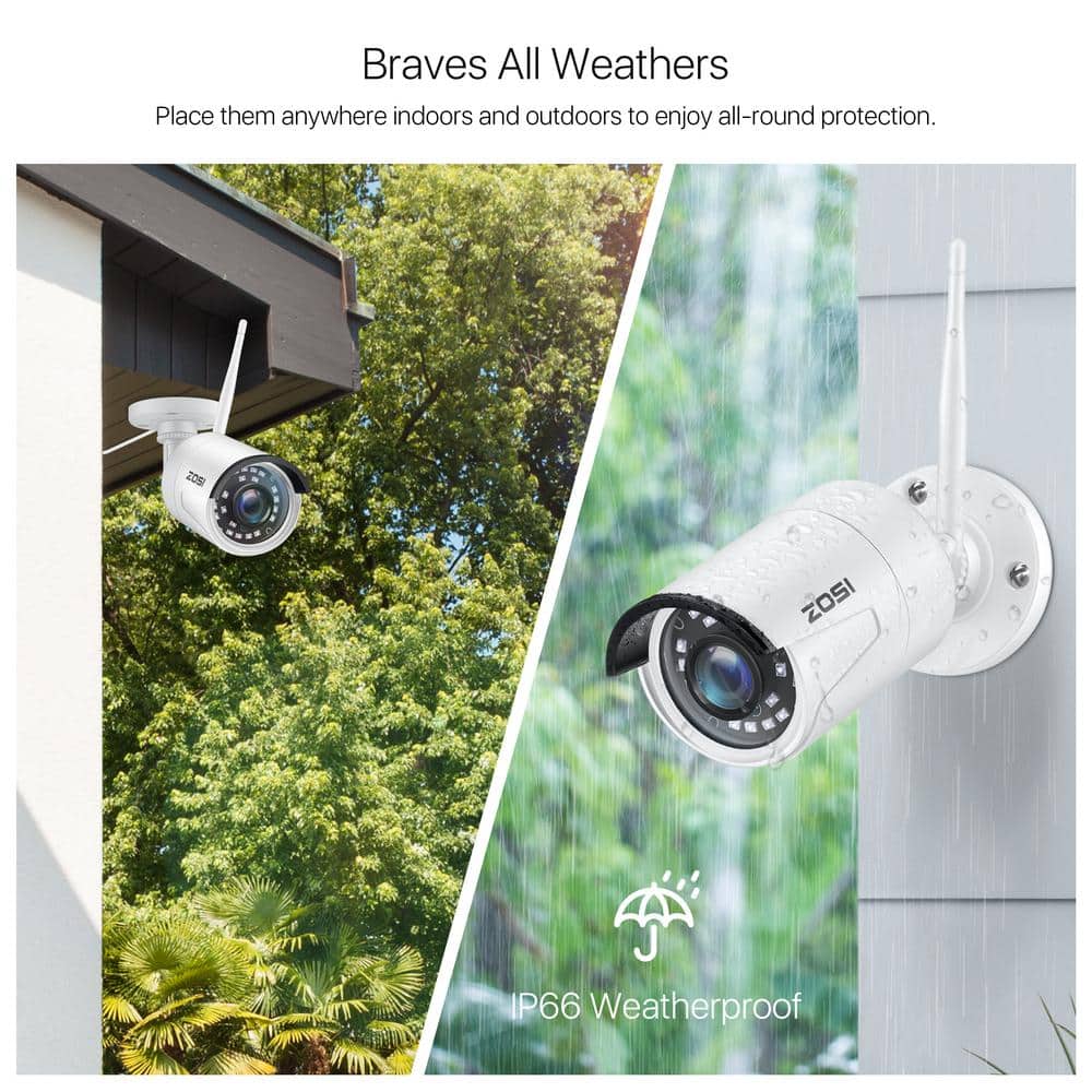 ZOSI 8-Channel 3MP 2K 1TB Hard Drive NVR Security Camera System with 4 Wireless Bullet Cameras