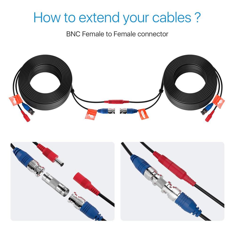ZOSI 100 ft. Security Camera Cables BNC Cord Video Power Cable (4 pack of 100ft)