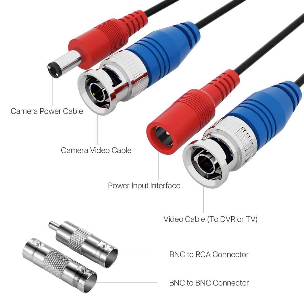 ZOSI 100 ft. Security Camera Cables BNC Cord Video Power Cable (4 pack of 100ft)