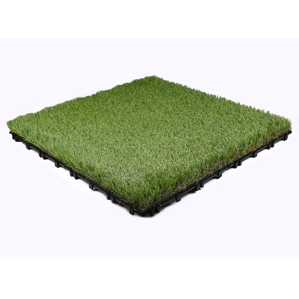 NewTechWood Grass Tile Series 2 ft. x 2 ft. Quick Deck Outdoor Faux Zoysia Grass Plastic Deck Tile in Green (4 per Case)