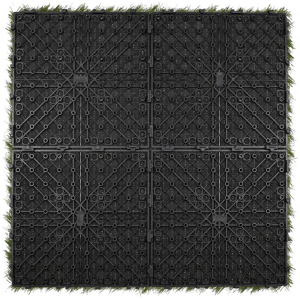 NewTechWood Grass Tile Series 2 ft. x 2 ft. Quick Deck Outdoor Faux Zoysia Grass Plastic Deck Tile in Green (4 per Case)