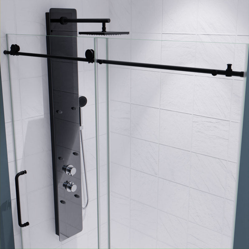 ANZZI Leon 60 in. x 76 in. Frameless Sliding Shower Door, Brushed Nickel, with Handle