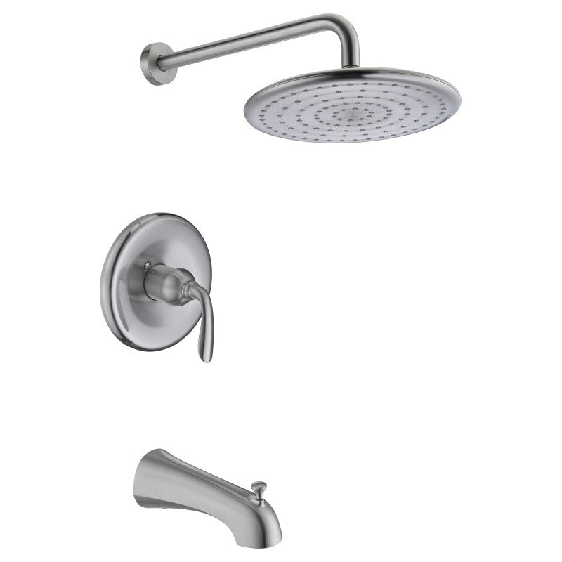 ANZZI Meno Series Single-Handle 1-Spray Tub and Shower Faucet, Brushed Nickel, 11.39-in Rain Showerhead