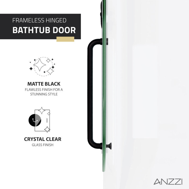Pacific 48 in. x 58 in. Frameless Hinged Bathtub Door in Chrome